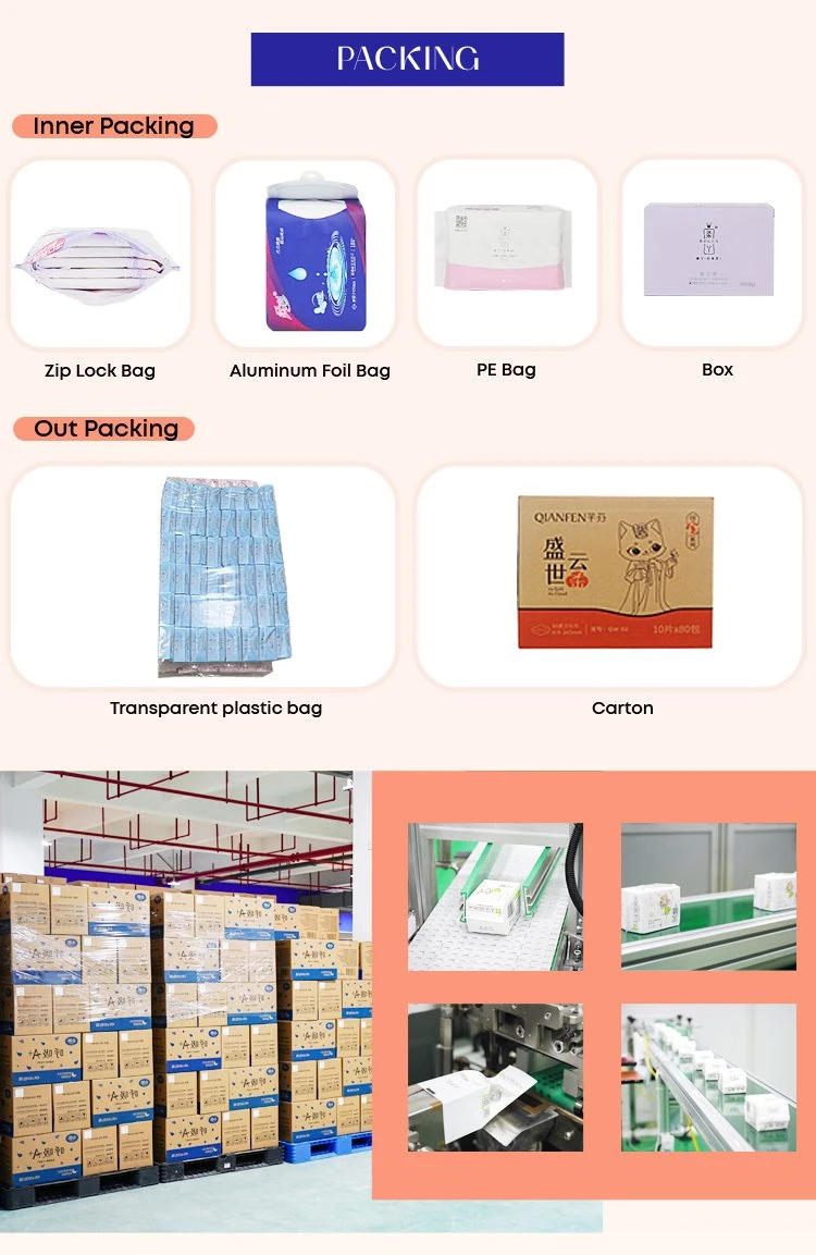 Wholesale Cotton Menstrual Pads Disposable Sanitary Napkin for Women